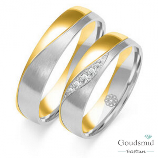 Bluerings trouwringen set B-212-585 14kt goud Zirkonia