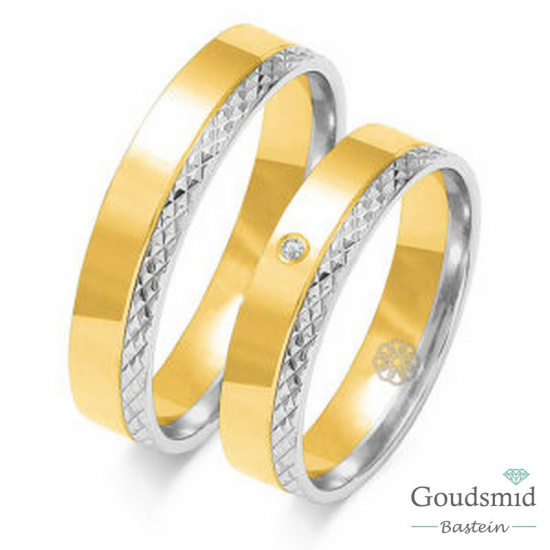 Bluerings trouwringen set OE-199-585 14kt goud Zirkonia