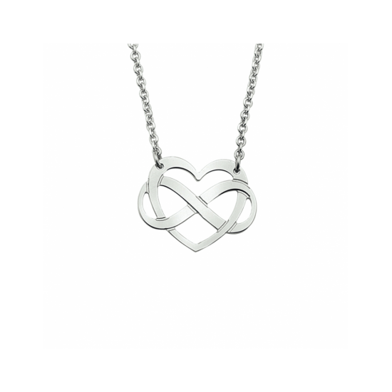 Zilveren collier hart en infinity 40 + 4 cm