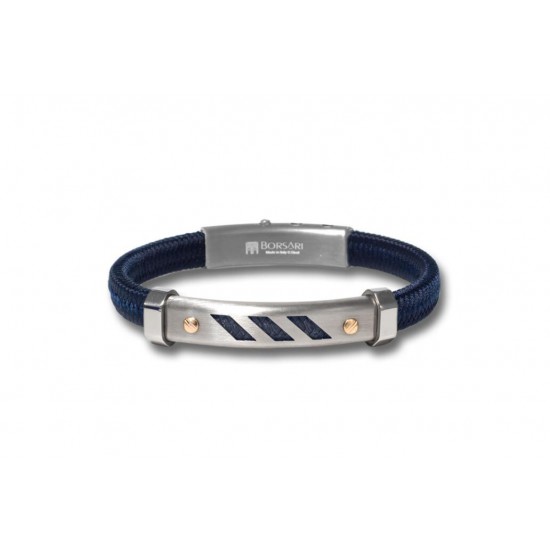 Borsari Nautico Armband Staal - Nylon - Goud BR-NAUTICO02