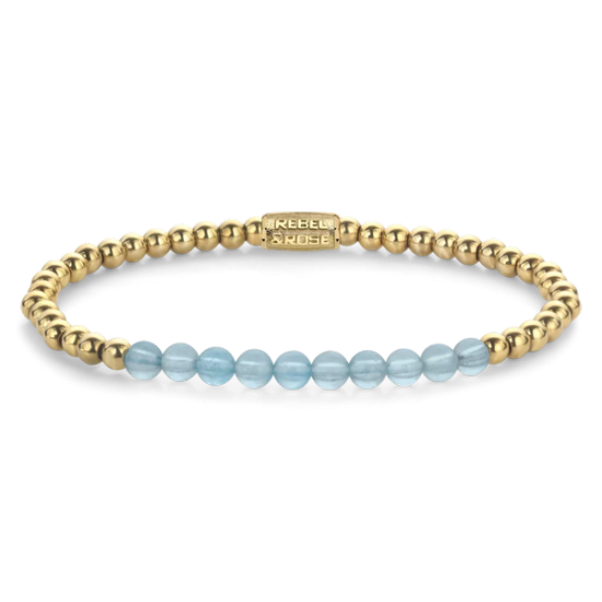 Rebel en Rose Blue Sky meets Yellow Gold Armband Staal RR-40137-G-S