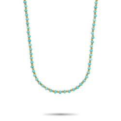 Rebel en Rose Mix Turquoise Gold Necklace Staal RR-NL047-G-42