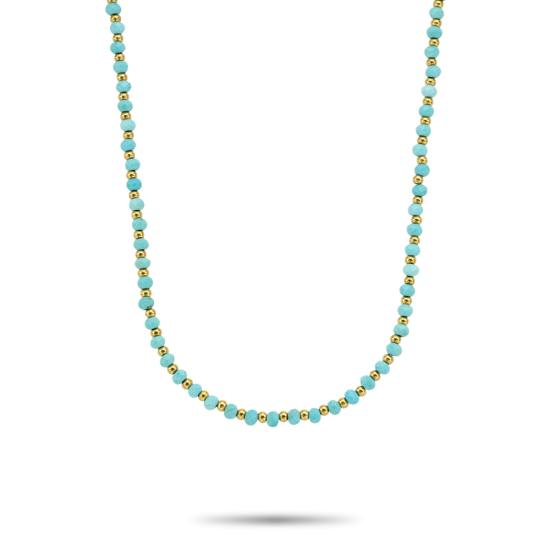 Rebel en Rose Mix Turquoise Gold Necklace Staal RR-NL047-G-42