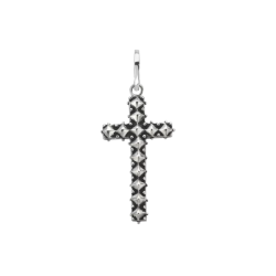 Rebel en Rose Studded cross Hanger Zilver RR-PD009-S