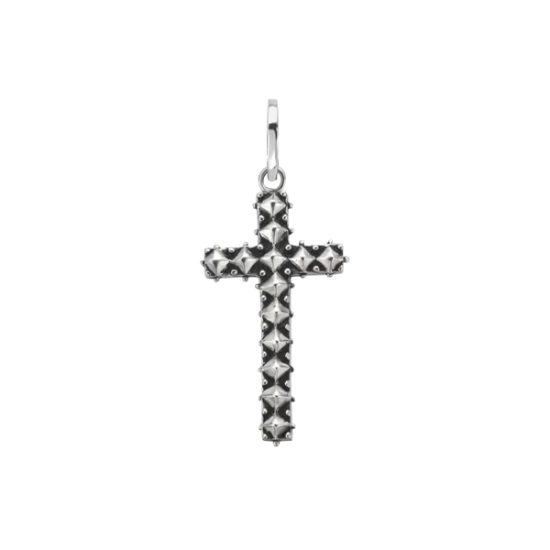 Rebel en Rose Studded cross Hanger Zilver RR-PD009-S