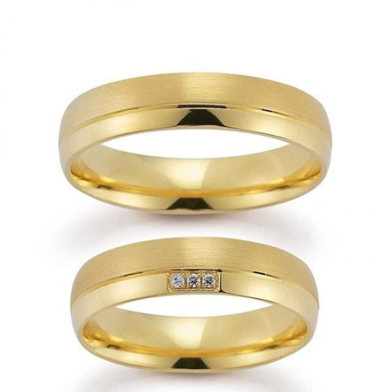 Gerstner trouwringen set 28063 14krt goud met diamant