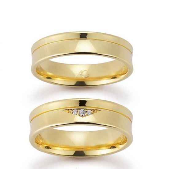 Gerstner trouwringen set 28073 14krt goud met diamant