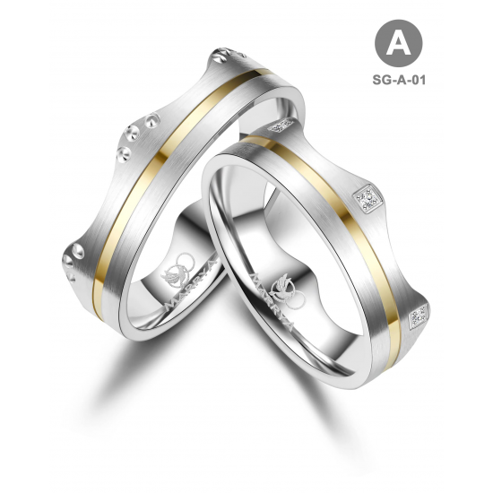 Marrya Trouwringen set SG-01 Zilver met Goud