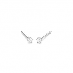 Gouden 14kt solitair oorstekers met diamant van 0,10ct