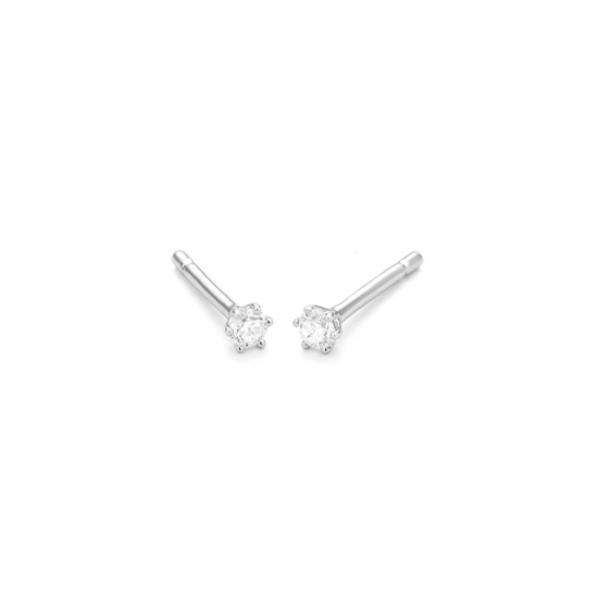 Gouden 14kt solitair oorstekers met diamant van 0,10ct