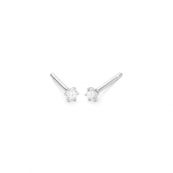 Gouden 14kt solitair oorstekers met diamant van 0,15ct