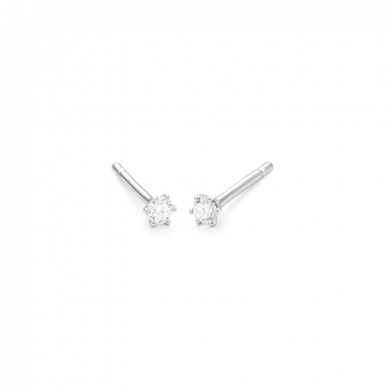 Gouden 14kt solitair oorstekers met diamant van 0,15ct