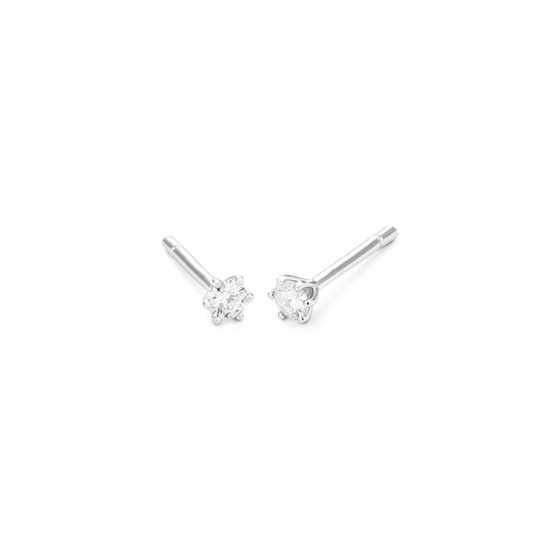 Gouden 14kt solitair oorstekers met diamant van 0,20ct