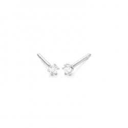 Gouden 14kt solitair oorstekers met diamant van 0,25ct
