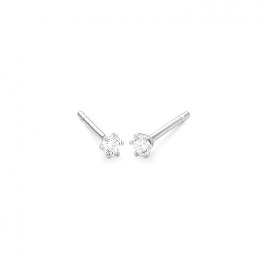 Gouden 14kt solitair oorstekers met diamant van 0,25ct