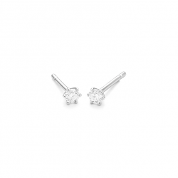 Gouden 14kt solitair oorstekers met diamant van 0,40ct