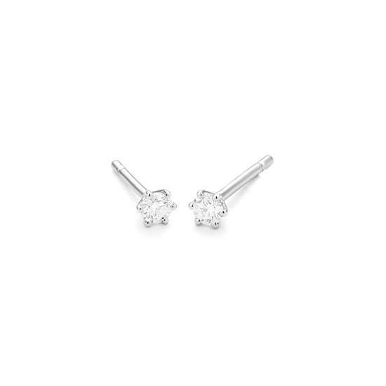 Gouden 14kt solitair oorstekers met diamant van 0,40ct