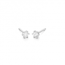 Gouden 14kt solitair oorstekers met diamant van 0,80ct