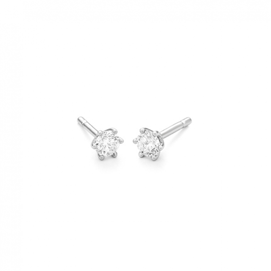 Gouden 14kt solitair oorstekers met diamant van 0,80ct