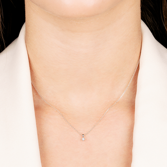 Gouden 14kt solitair hanger met diamant van 0,05ct
