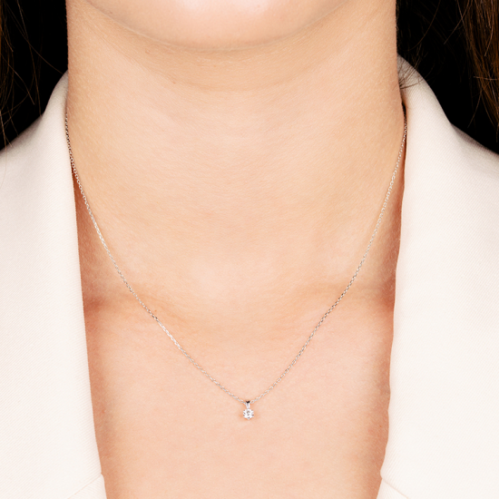 Gouden 14kt solitair hanger met diamant van 0,10ct