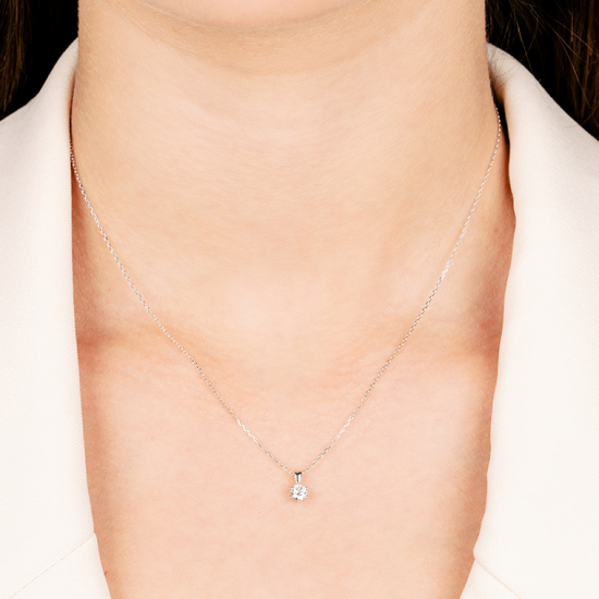 Gouden 14kt solitair hanger met diamant van 0,25ct