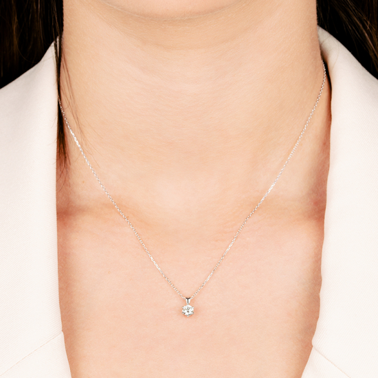 Gouden 14kt solitair hanger met diamant van 0,30ct