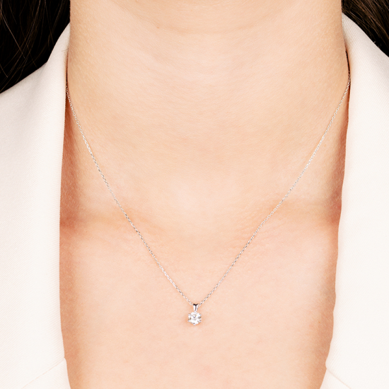 Gouden 14kt solitair hanger met diamant van 0,40ct