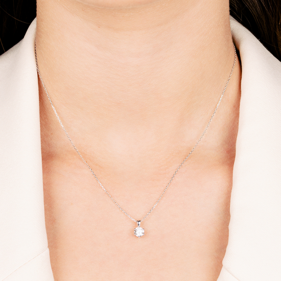 Gouden 14kt solitair hanger met diamant van 0,50ct