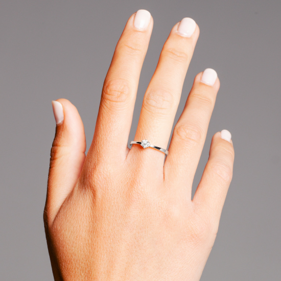 Gouden 14kt solitair ring met diamant van 0,25ct
