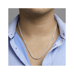 Huiscollectie Zilveren collier vierkant gourmet 4mm 60cm