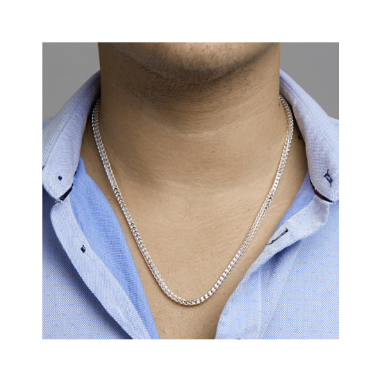 Huiscollectie Zilveren collier vierkant gourmet 4mm 60cm
