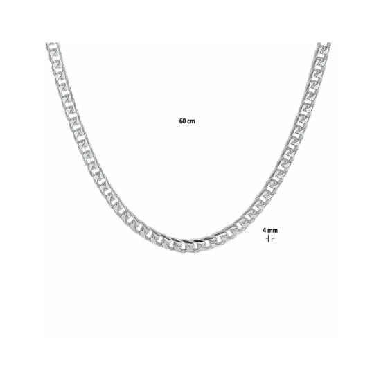 Huiscollectie Zilveren collier vierkant gourmet 4mm 60cm